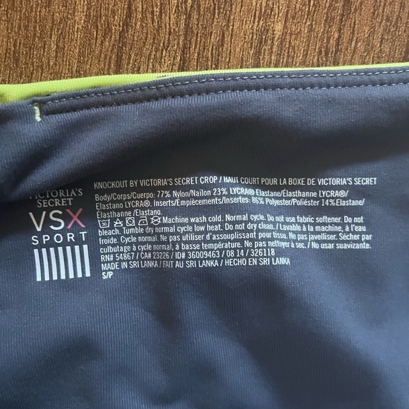 Victoria’s Secret VSX knockout crop leggings women Sz small gray neon pocket - Picture 4 of 8